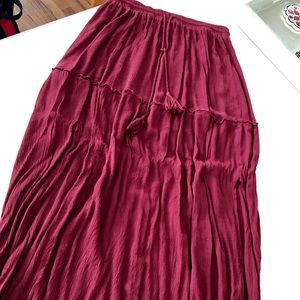 Red boho maxi skirt